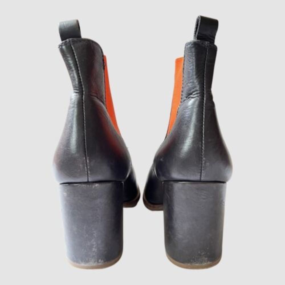 Elk Black/ Orange Block Heel Boots EU38/US8 ($369) - Picture 5 of 7